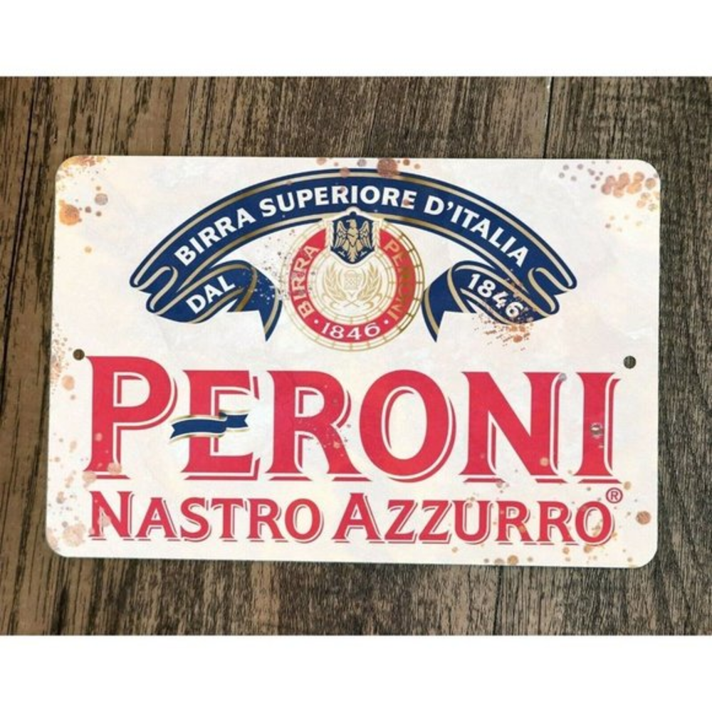 Vintage Peroni Nastro Azzuro Birra Italian Beer 8x12 Metal Wall Alcohol Bar Sign
